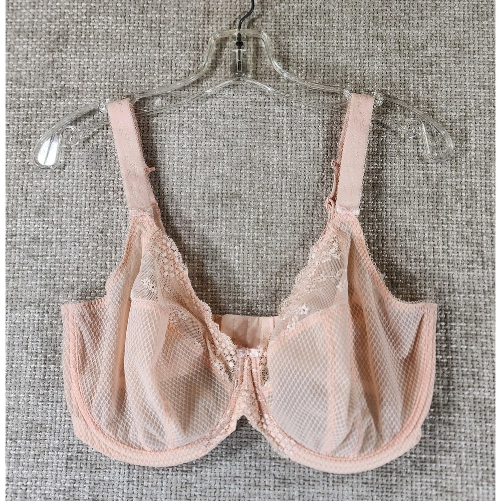 Elomi Charley Full Cup Underwired Mesh Bra 4382 Womens 36J Pink J-Hook Lace